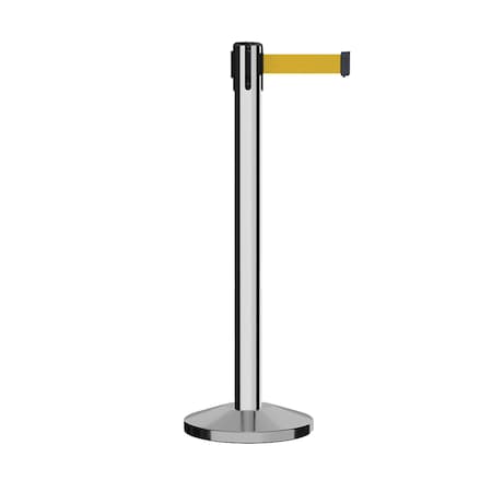 Montour Line Stanchion Belt Barrier Pol.Steel Post 14ft. Yellow Belt ES660-PS-YW-140